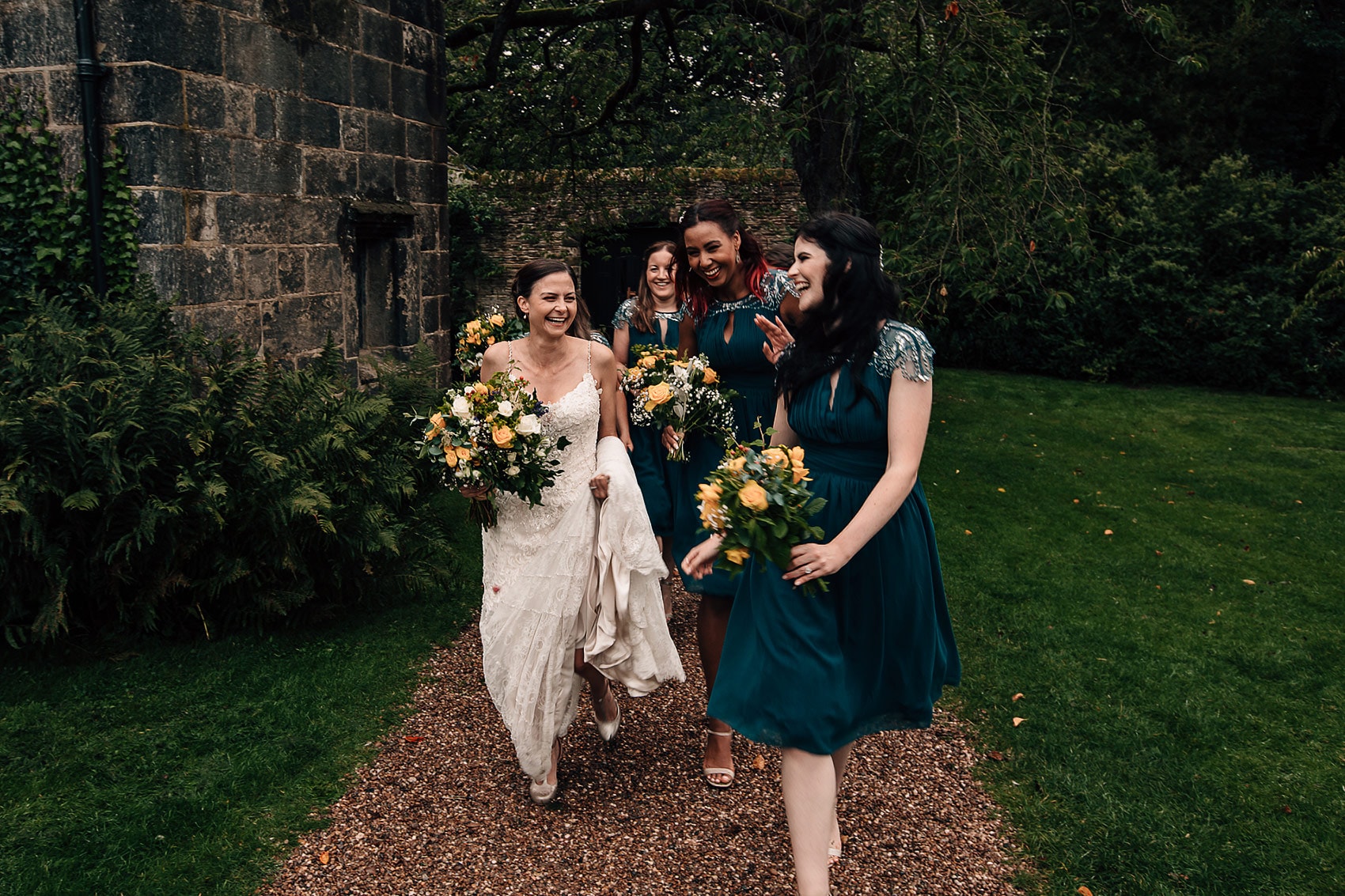 East Riddlesden Hall bridesmaids wedding Yorkshire