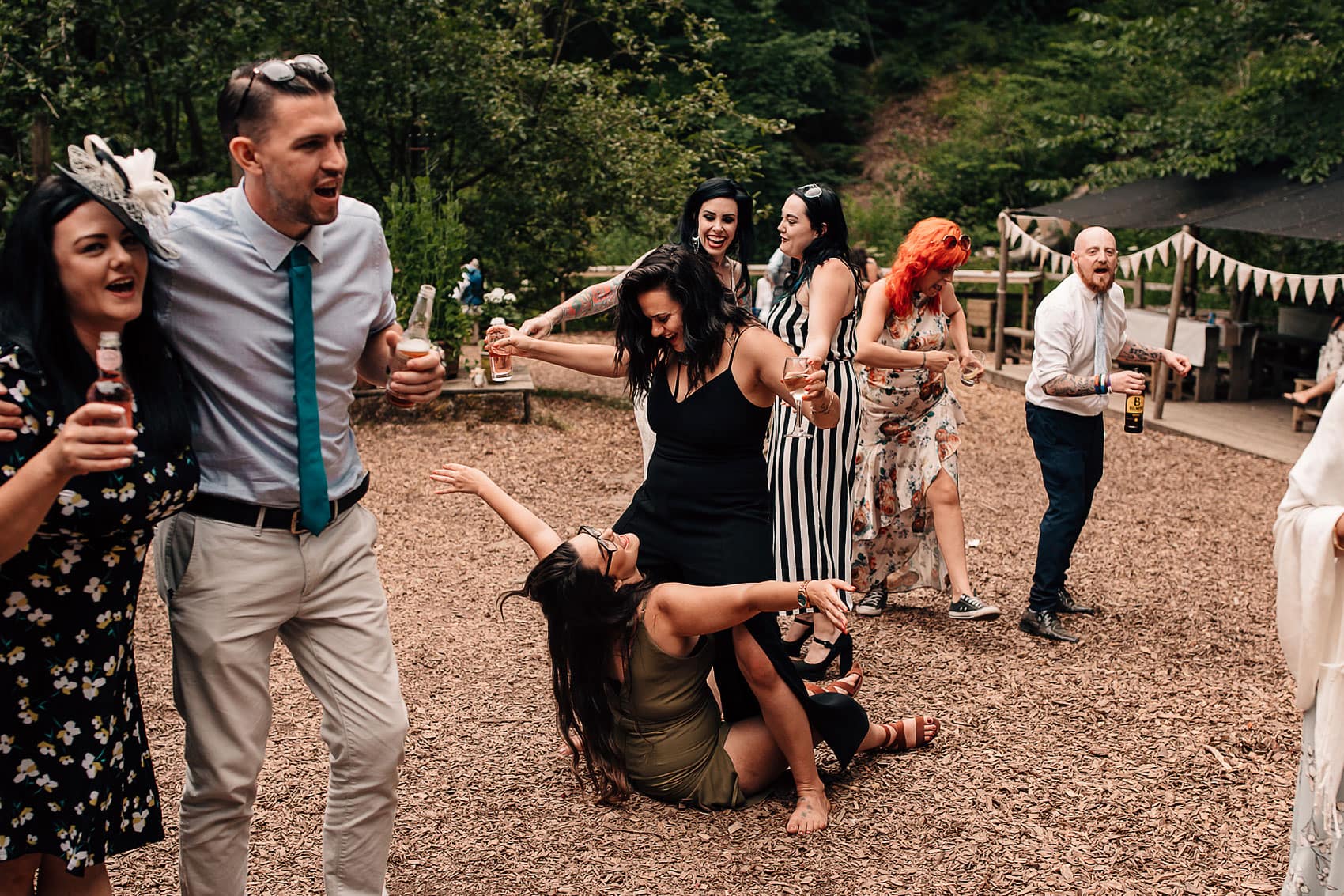 adventurous forest wedding party
