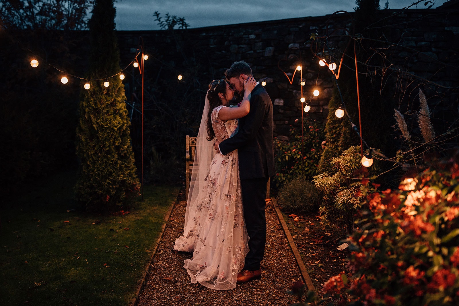 festoon lights wedding photographer Yorkshire Wedding Barn