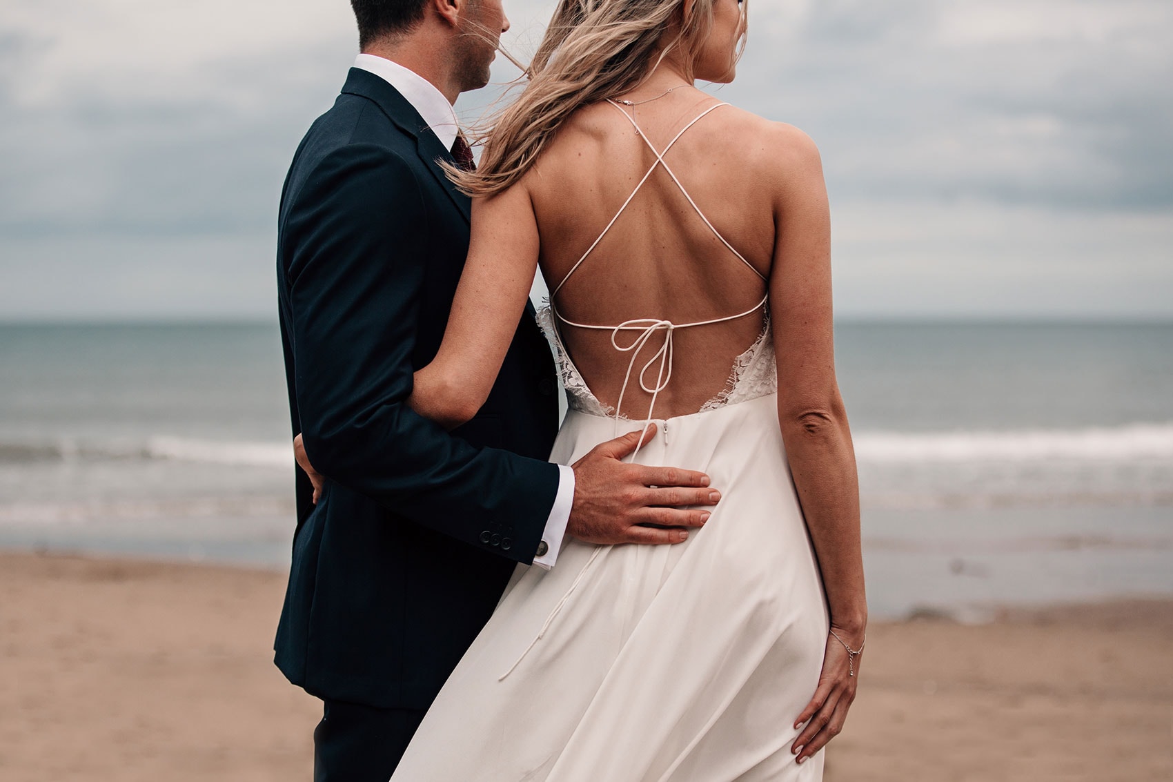 bride and groom beach wedding photoshoot