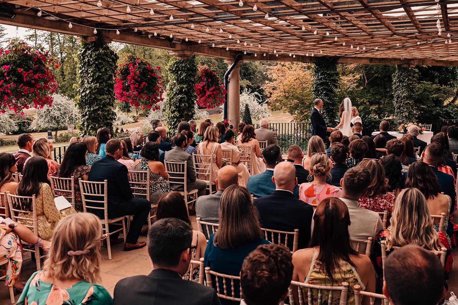 Outdoor wedding ceremony at the Sun Pavilion In Harrogate