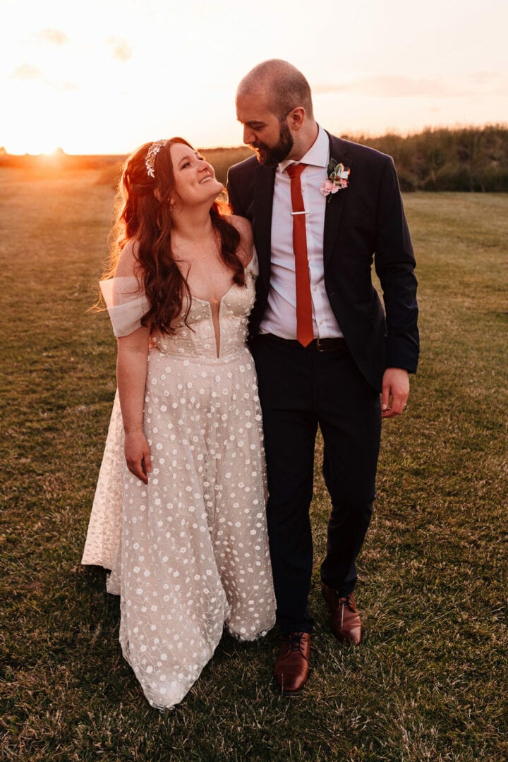 Bride and Groom during golden hour